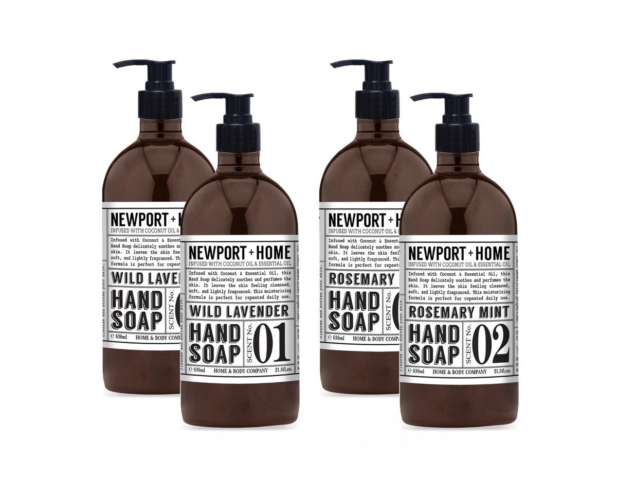 Newport Home Hand Soap with Coconut and Essential Oils, Set of 4