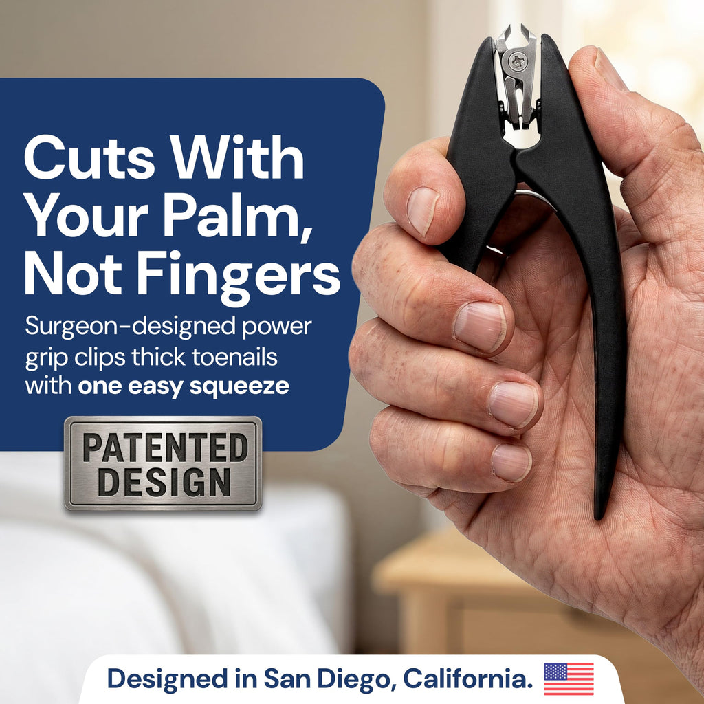 Prime Thick Toenail Clippers, 180° Swivel, Stainless Steel Palm Grip
