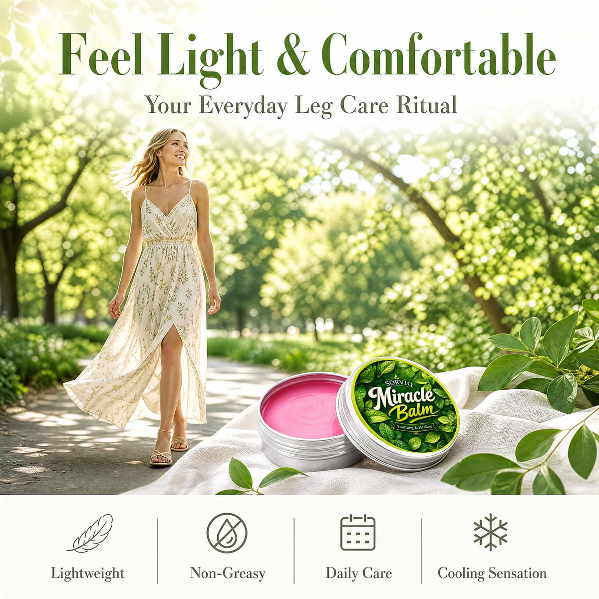 Sorviq Miracle Balm for Varicose Veins, Lightweight Leg Care Formula