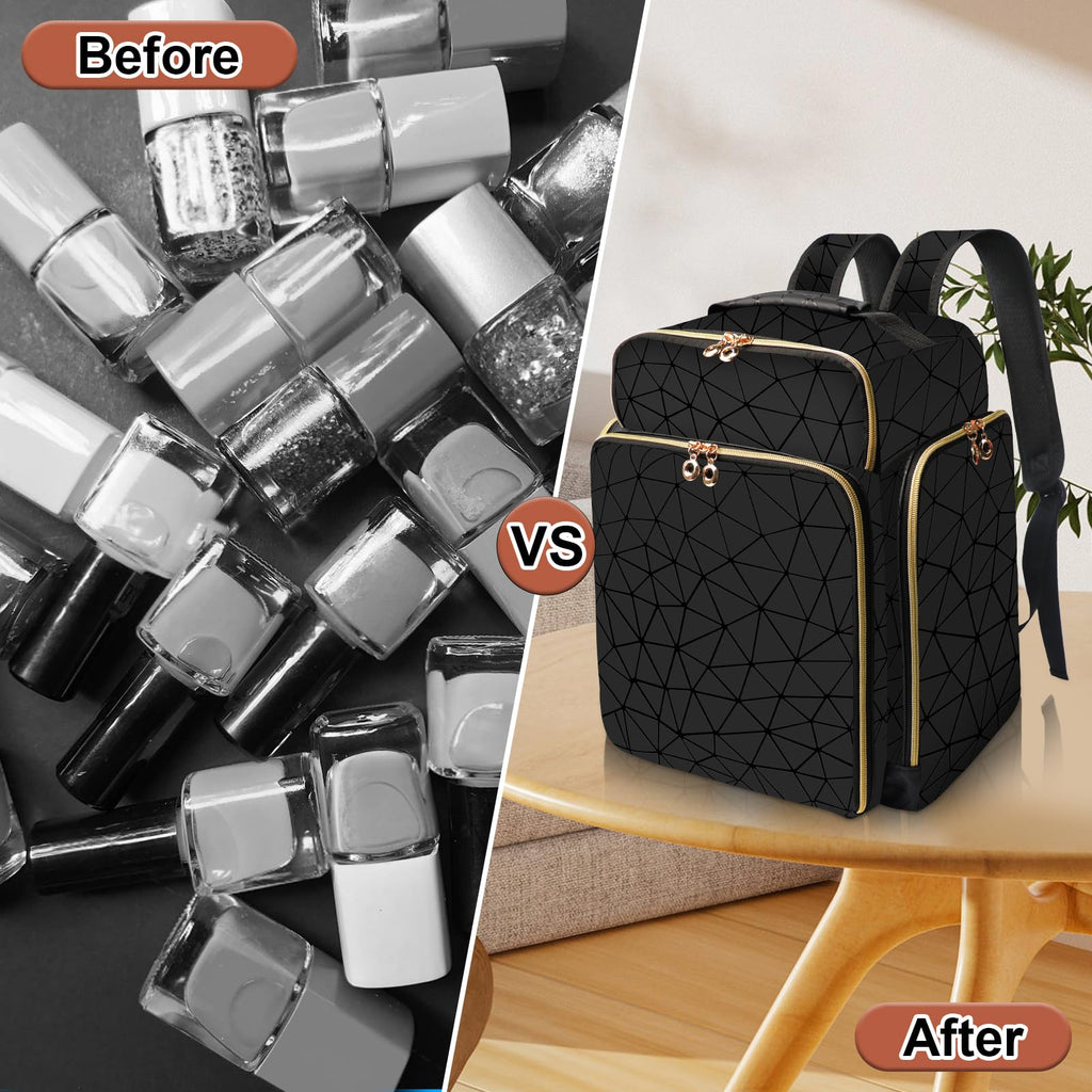 AHZSKE Nail Polish Organizer Backpack with Removable Cases