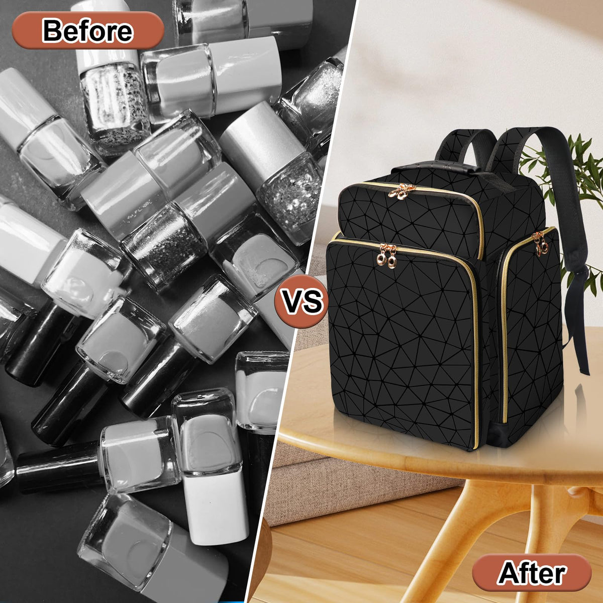 AHZSKE Nail Polish Organizer Backpack with Removable Cases