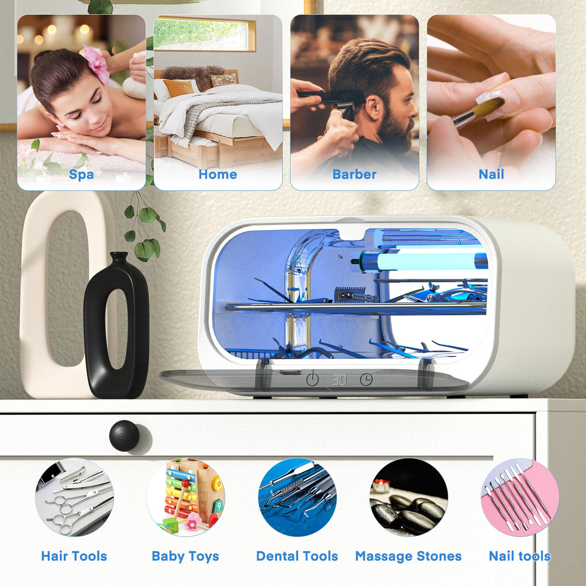 Yofuly 12L Double-Layer Sterilizer and Nail Tool Cleaning Cabinet