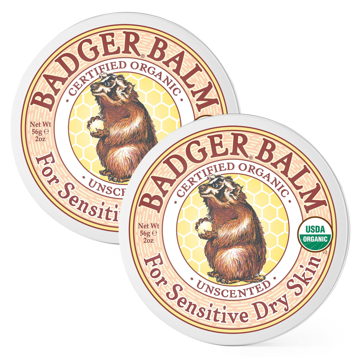 Badger Balm Unscented Organic Olive Oil & Beeswax Moisturizer, 2 oz Tin