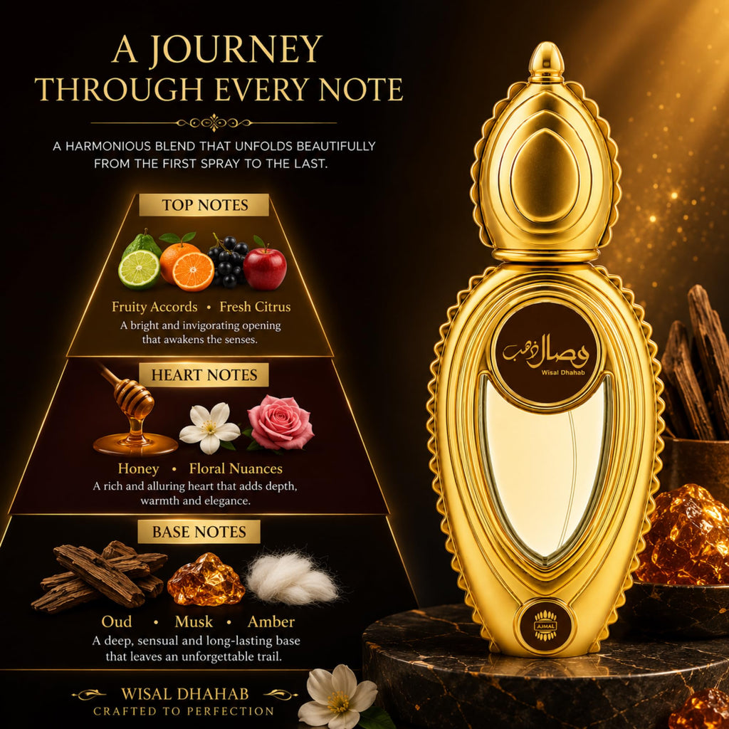 Ajmal Wisal Dhahab Eau de Parfum with Honey Oud & Musk, 1.7 fl oz