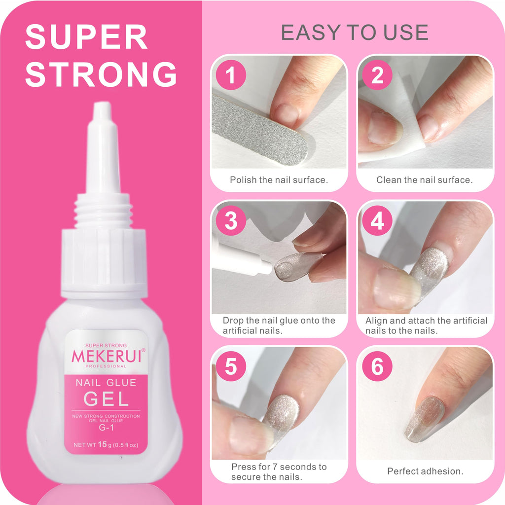 MEKERUI Nail Glue Gel – Fast-Drying Press-On Nail Adhesive