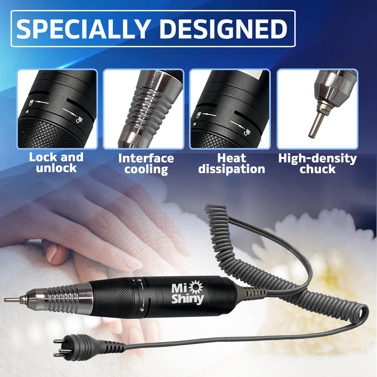 30,000 RPM Nail Drill Handpiece Compatible with KUPA KP55 KP60 KP5000 UP-200