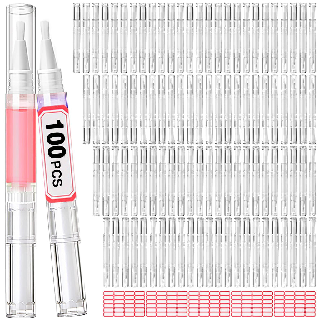 3ml Empty Twist Applicator Pens with Brush Tip, 100 Pack