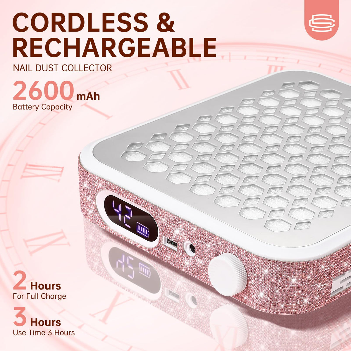 CHRISTINE SHELLY Rechargeable Nail Dust Collector with Adjustable Suction
