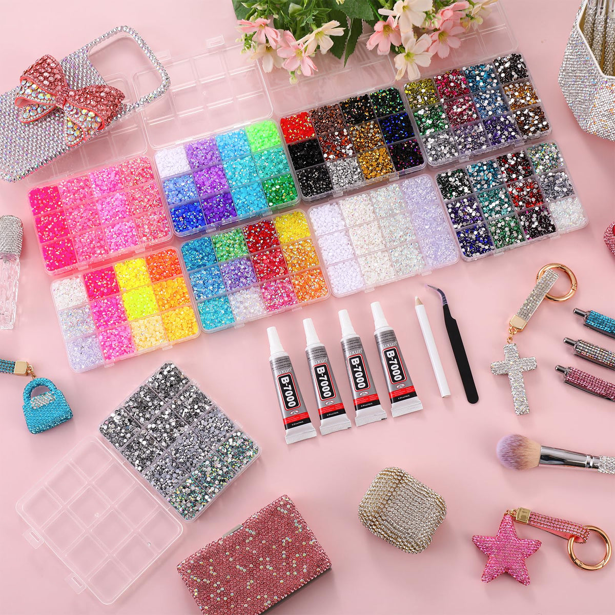 LERBOU 81,000PCS Bedazzling Kit, 3mm Flatback Resin Rhinestones