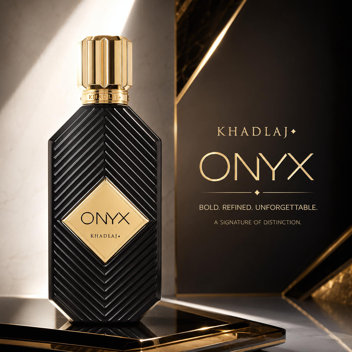 Khadlaj Onyx Gold Eau de Parfum Spray, Aromatic Unisex Fragrance