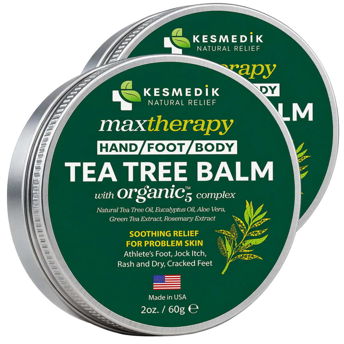 KESMEDIK Tea Tree Oil Balm for Skin, 2 Ounce