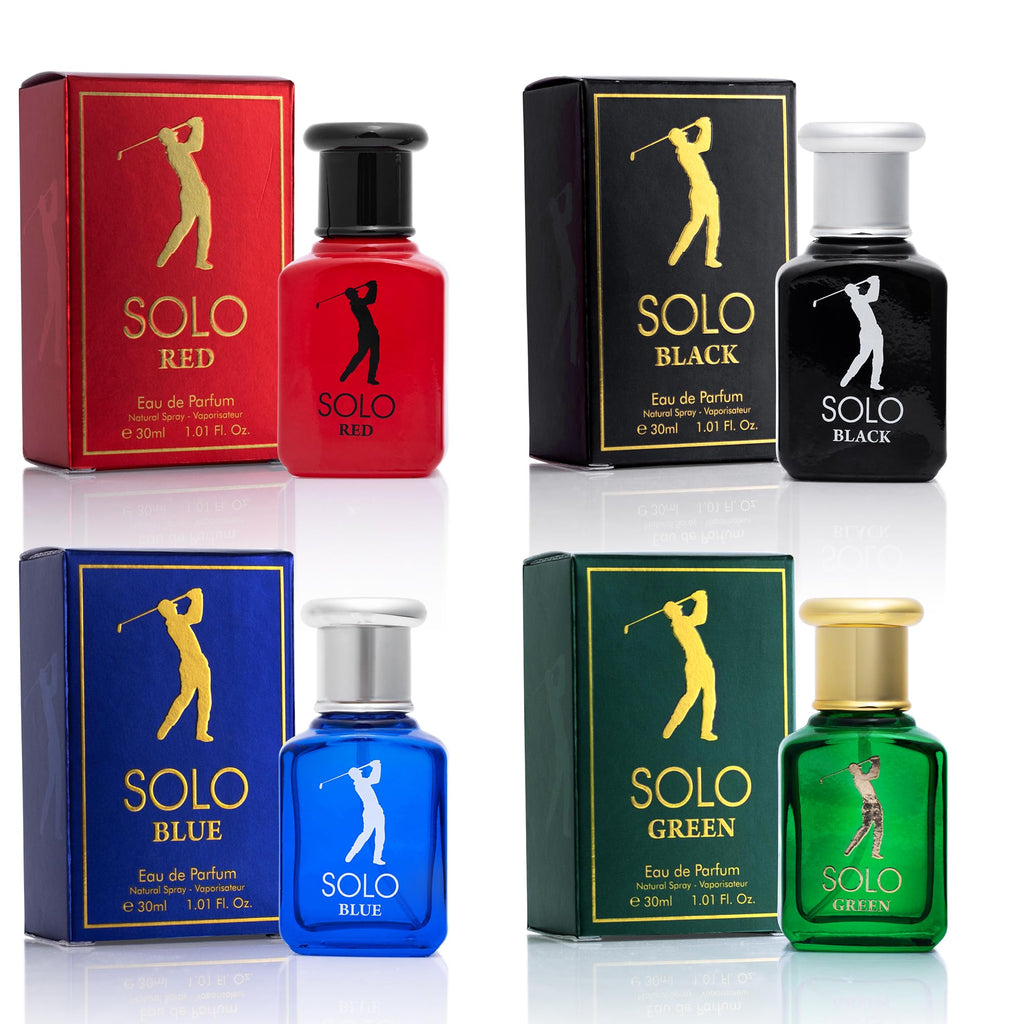 NovoGlow Solo 4-Piece Mini Fragrance Set for Men, Woody Citrus Spicy Scents