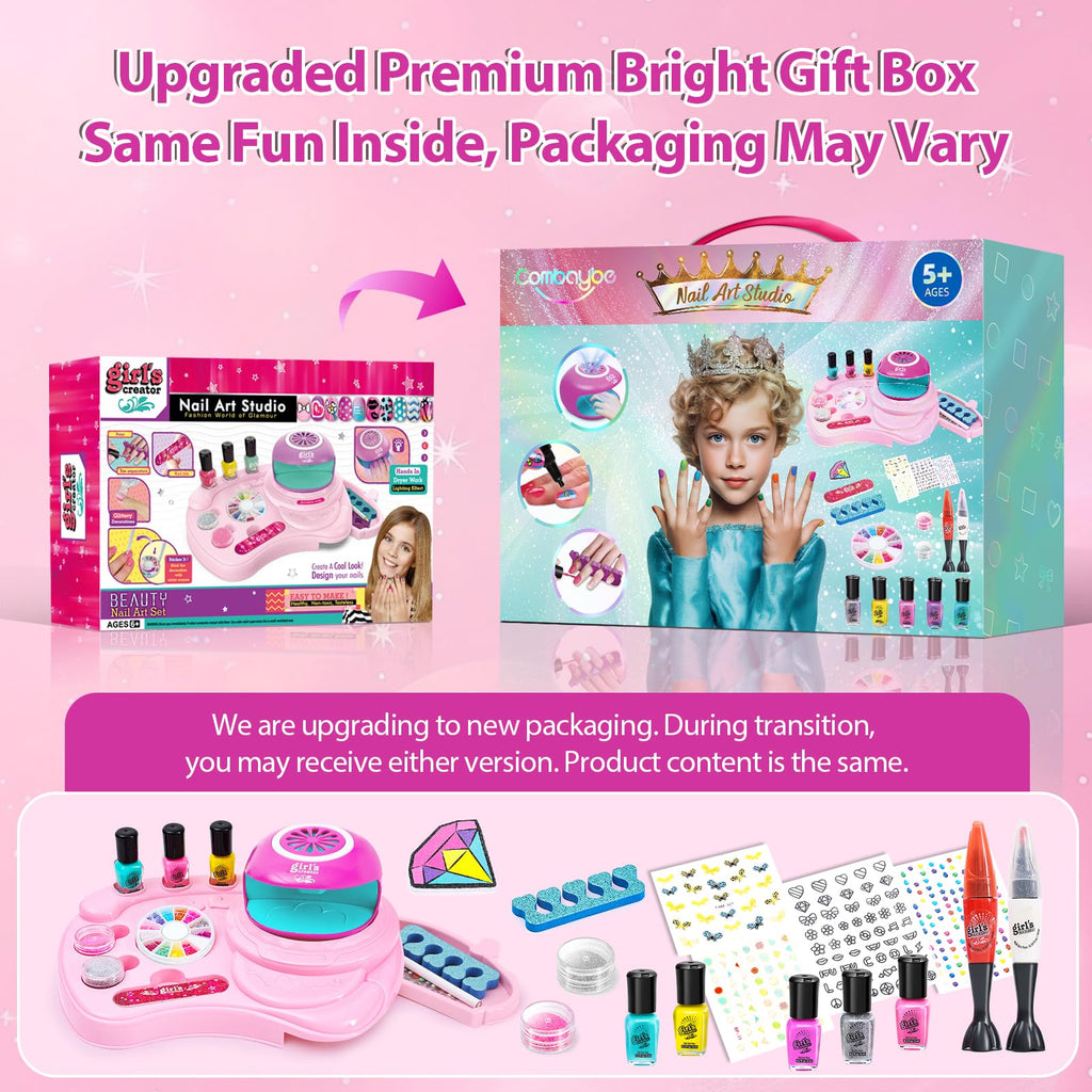 Combaybe Kids Nail Polish Set with Peelable Polish and Nail Dryer