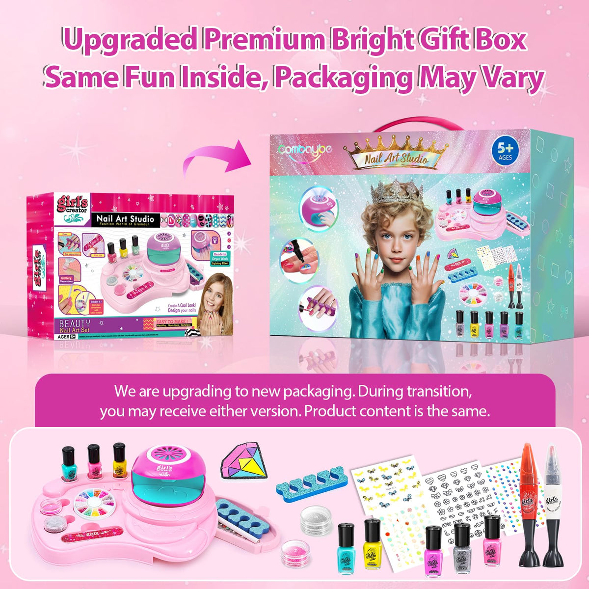 Combaybe Kids Nail Polish Set with Peelable Polish and Nail Dryer