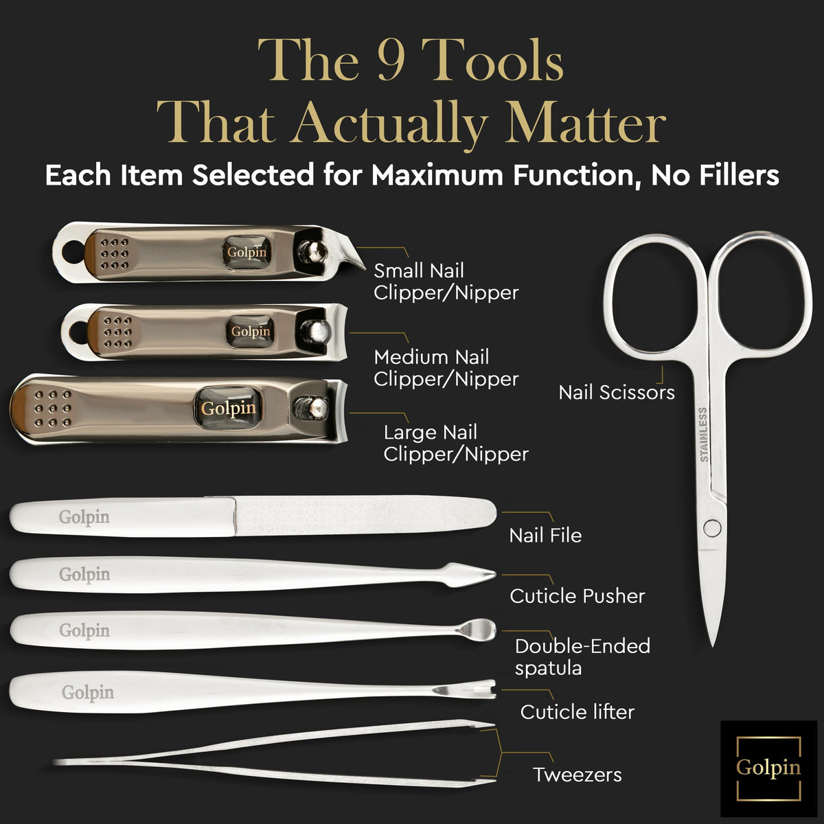 9-Piece Stainless Steel Manicure & Pedicure Set with Case