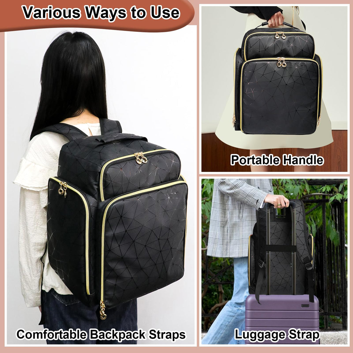 AHZSKE Nail Polish Organizer Backpack with Removable Cases