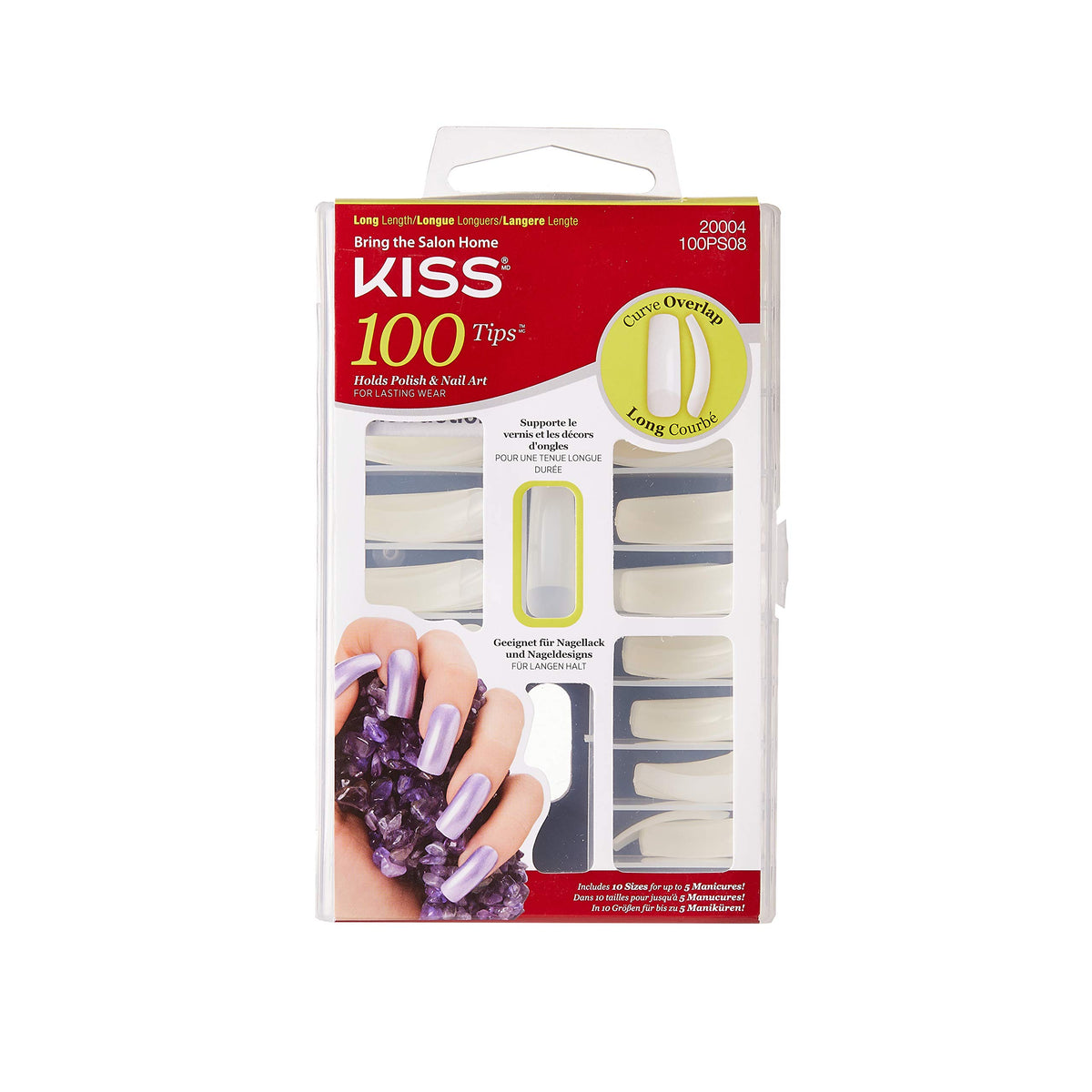 KISS Curve Overlap Long Length Nail Tips with Glue, 3-Piece Pack