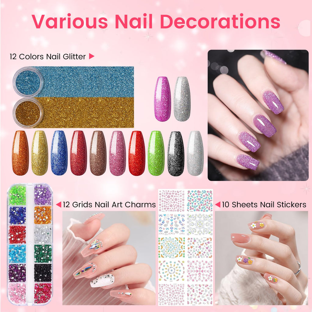 Acrylic Nail Kit for Beginners with Acrylic Powder, EMA Monomer, Drill & UV Lamp