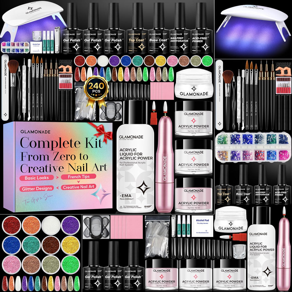 Glamonade Acrylic Nail Kit for Beginners, DIY Nail Art Starter Set