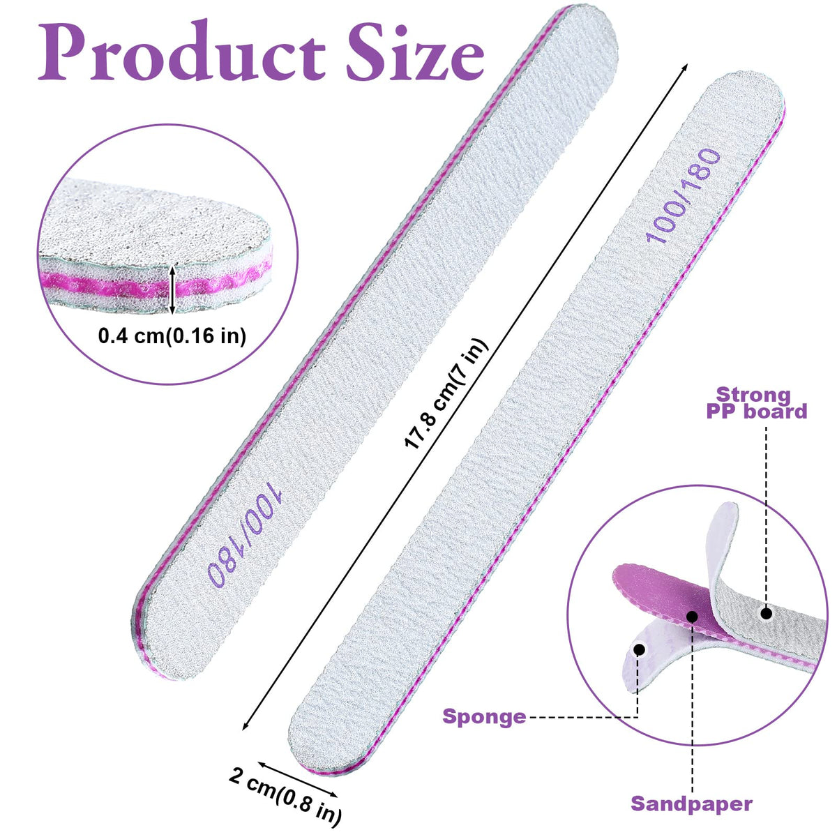 200-Piece Double-Sided Reusable Emery Nail Files for Manicure and Nail Care
