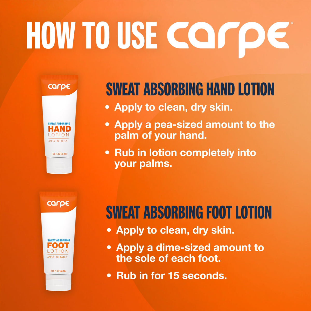 Carpe Sweat Absorbing Hand & Foot Lotion Bundle