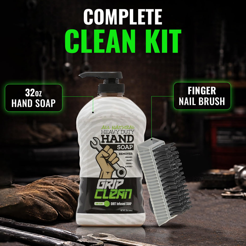 Grip Clean Heavy-Duty Mechanic Hand Cleaner with Nail Brush, Lime Scent