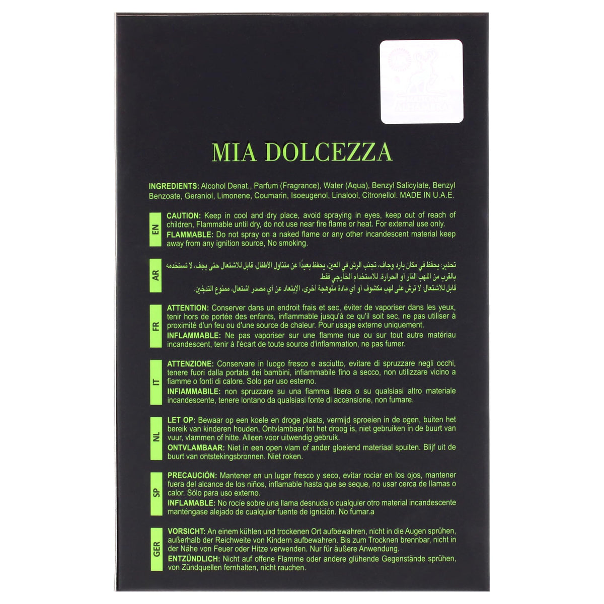 Mia Dolcezza Verde by Maison Alhambra Unisex Eau de Parfum, 3.4 oz