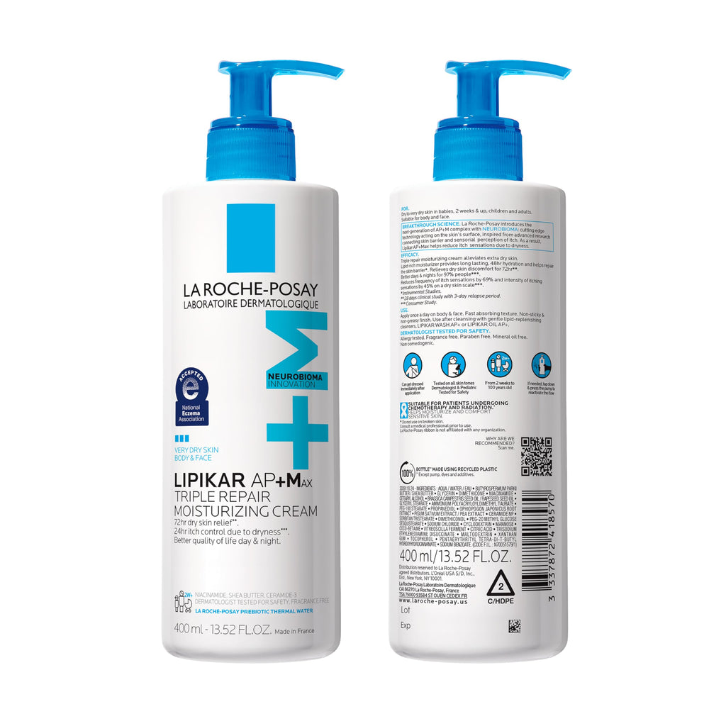 La Roche-Posay Lipikar AP+Max Triple Repair Moisturizing Body Cream, 13.52 oz