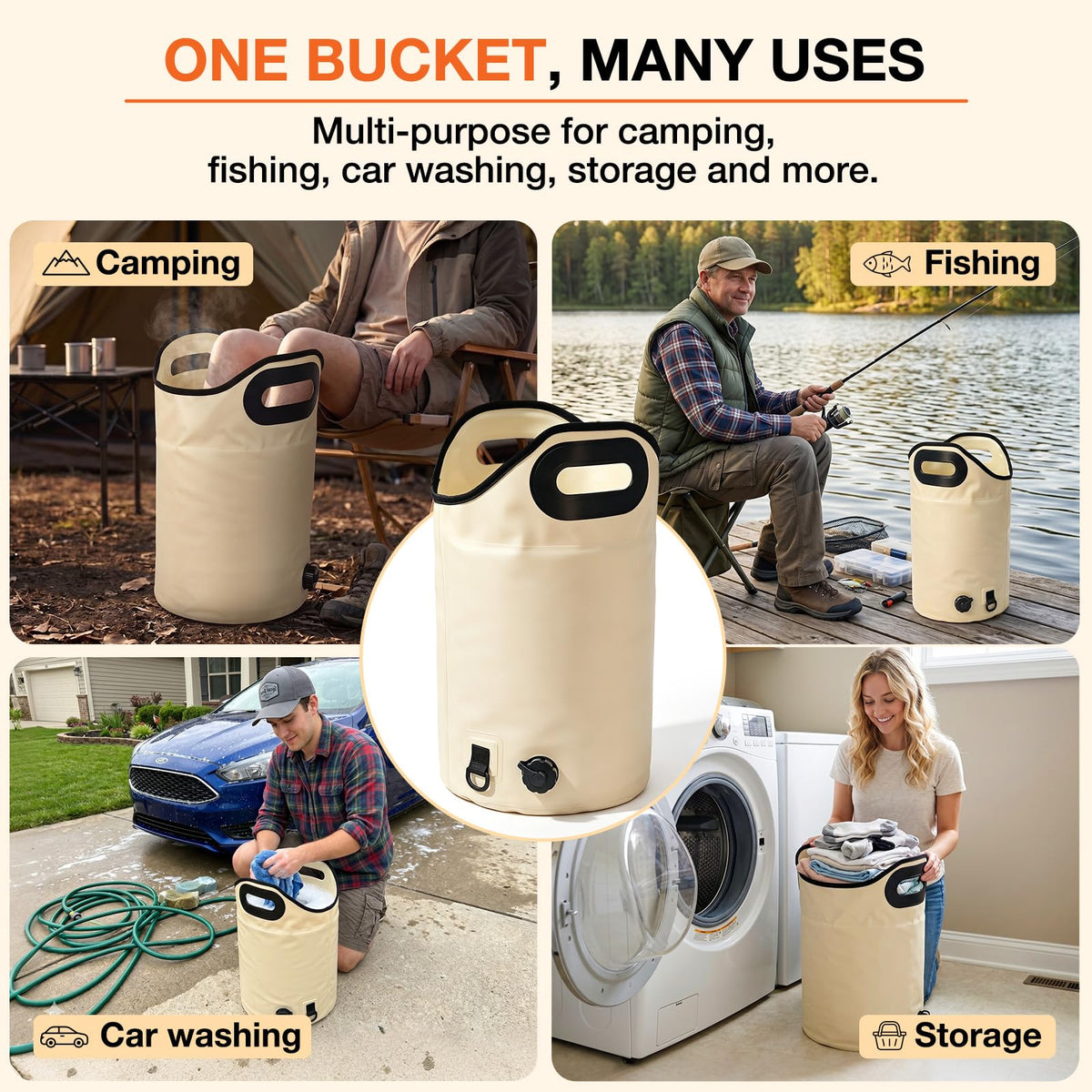 Collapsible Foot Bath Bag with Drainage Hole, Portable Folding Foot Spa Tub