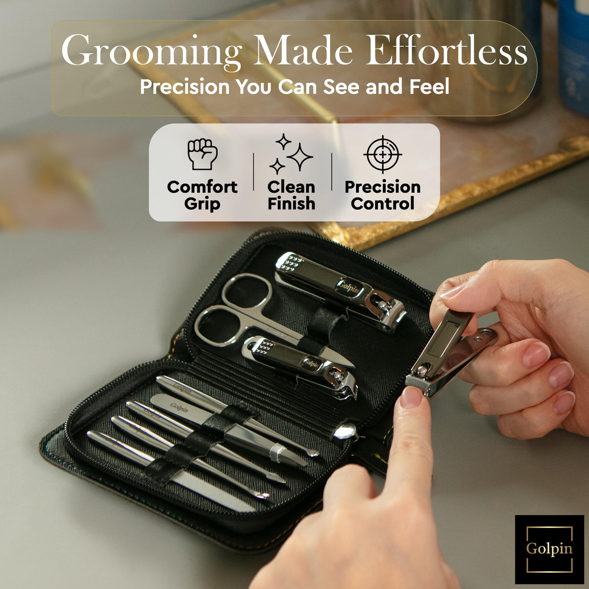9-Piece Stainless Steel Manicure & Pedicure Set with Case