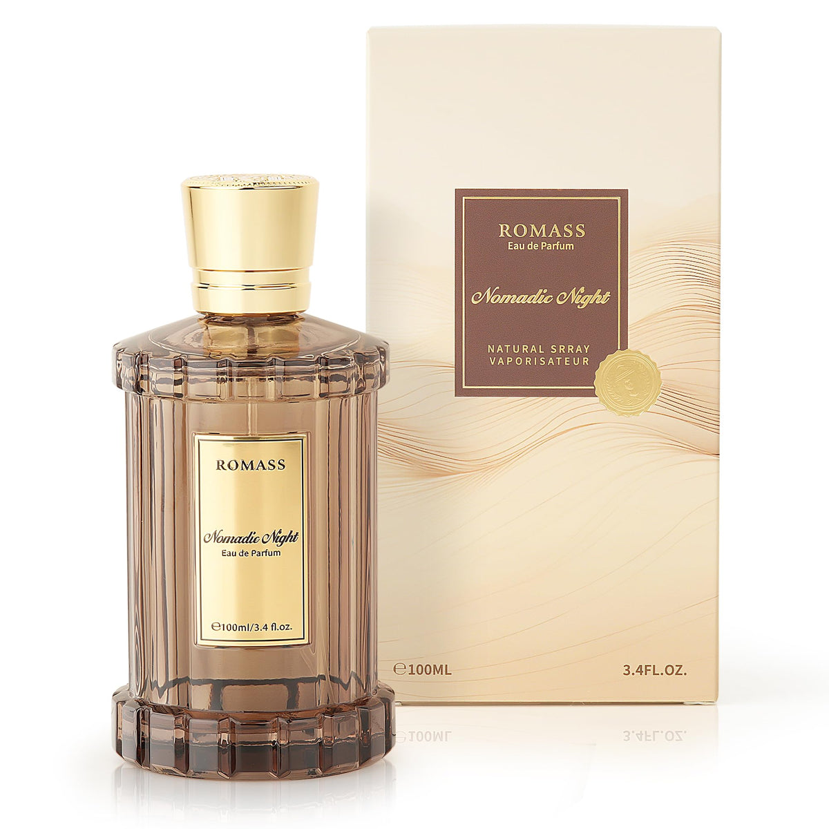 ROMASS Nomadic Night Unisex Eau de Parfum, Warm Woody Oud Fragrance, 3.4 oz