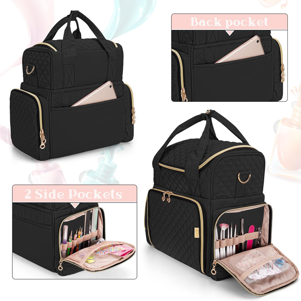 LUXJA Nail Polish Organizer Bag with Removable Cases and Tool Storage