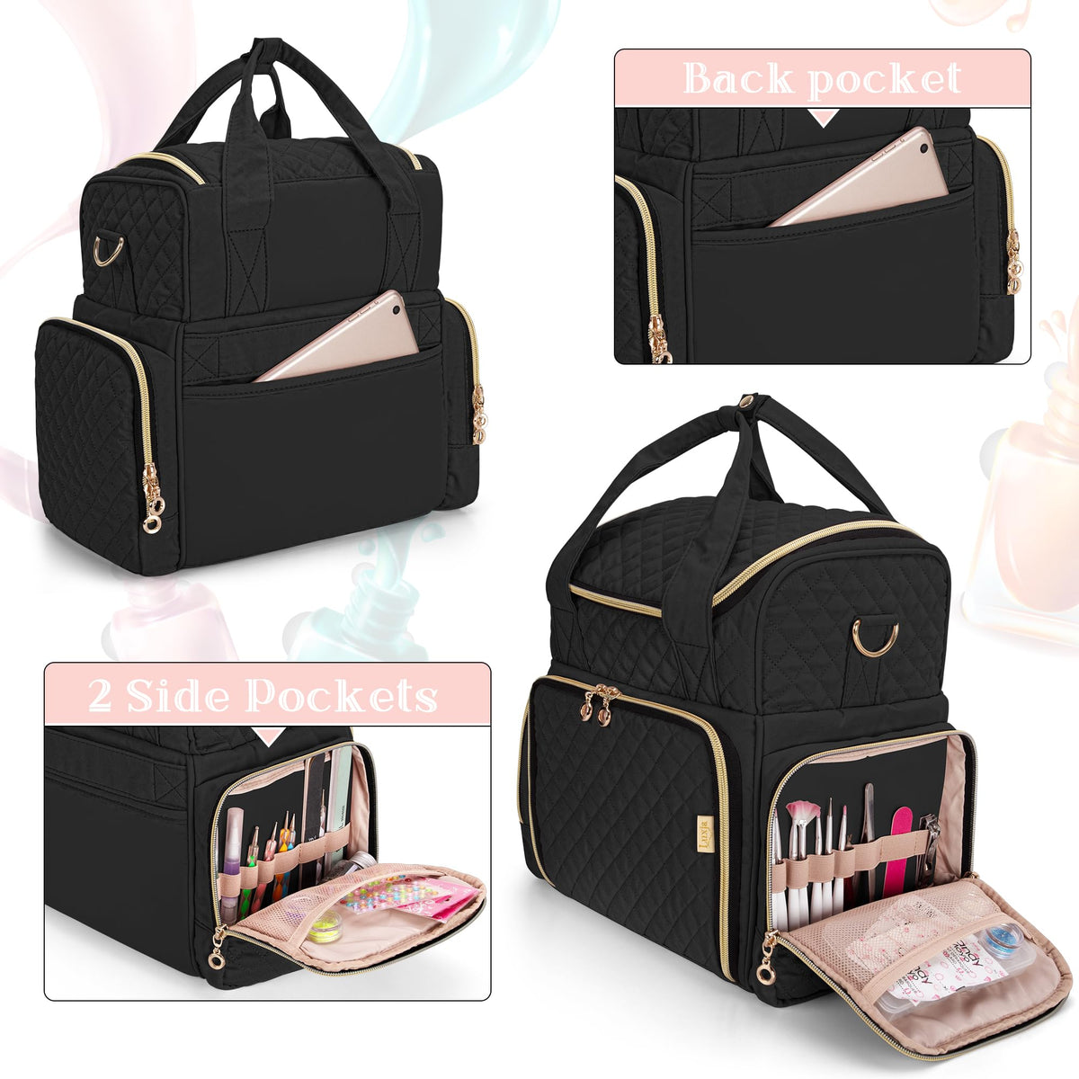 LUXJA Nail Polish Organizer Bag with Removable Cases and Tool Storage