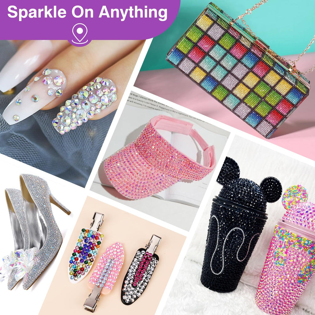 XSEINO 120,000-Piece Resin Rhinestone Bedazzling Kit, 48 Colors, Glue & Tools
