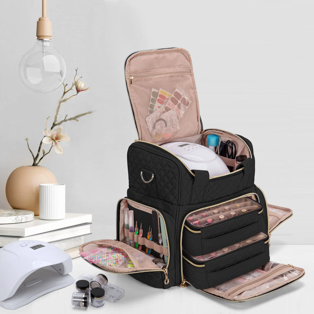 LUXJA Nail Polish Organizer Bag with Removable Cases and Tool Storage