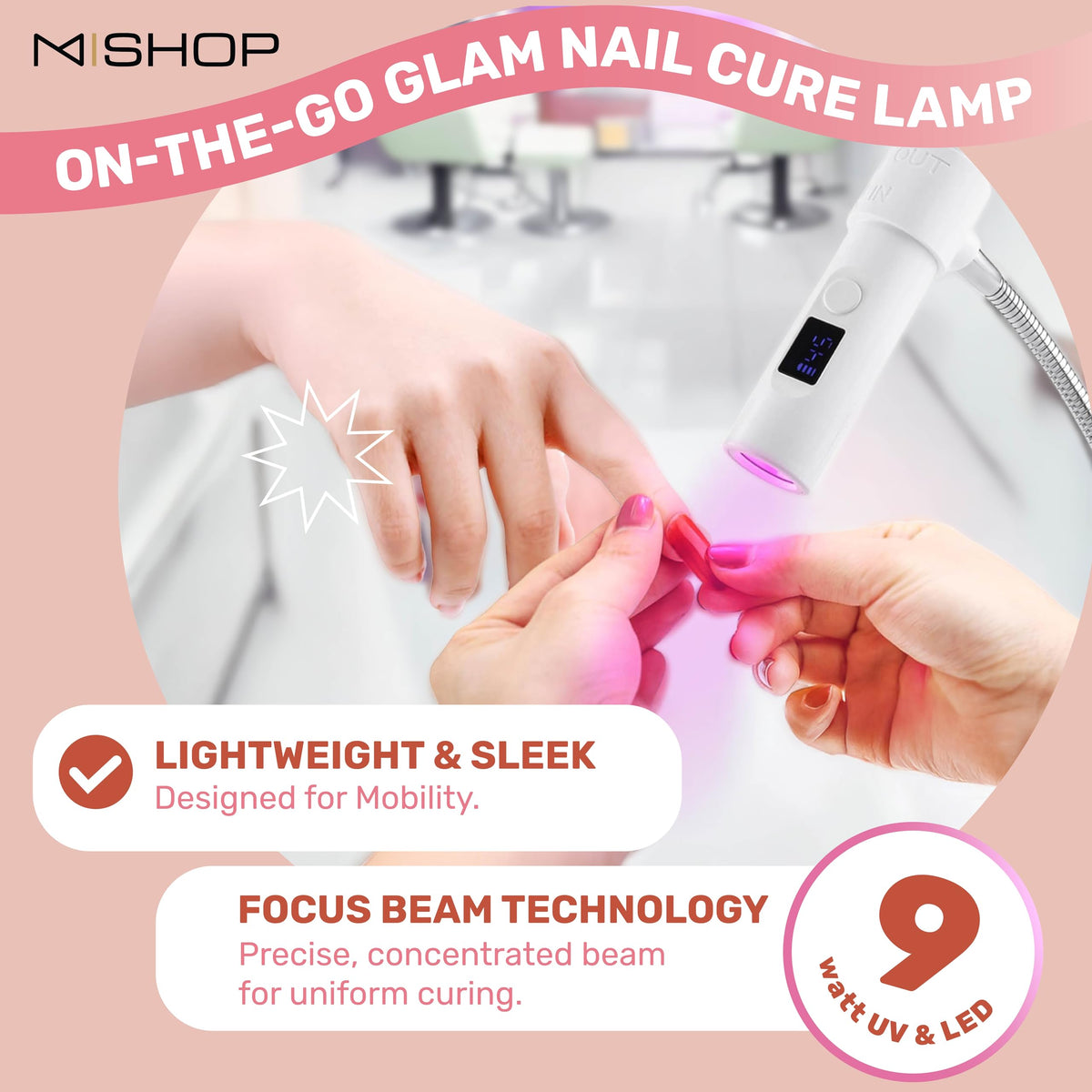 GlamCure GO Nail Flash Cure Lamp with Focus Beam Technology