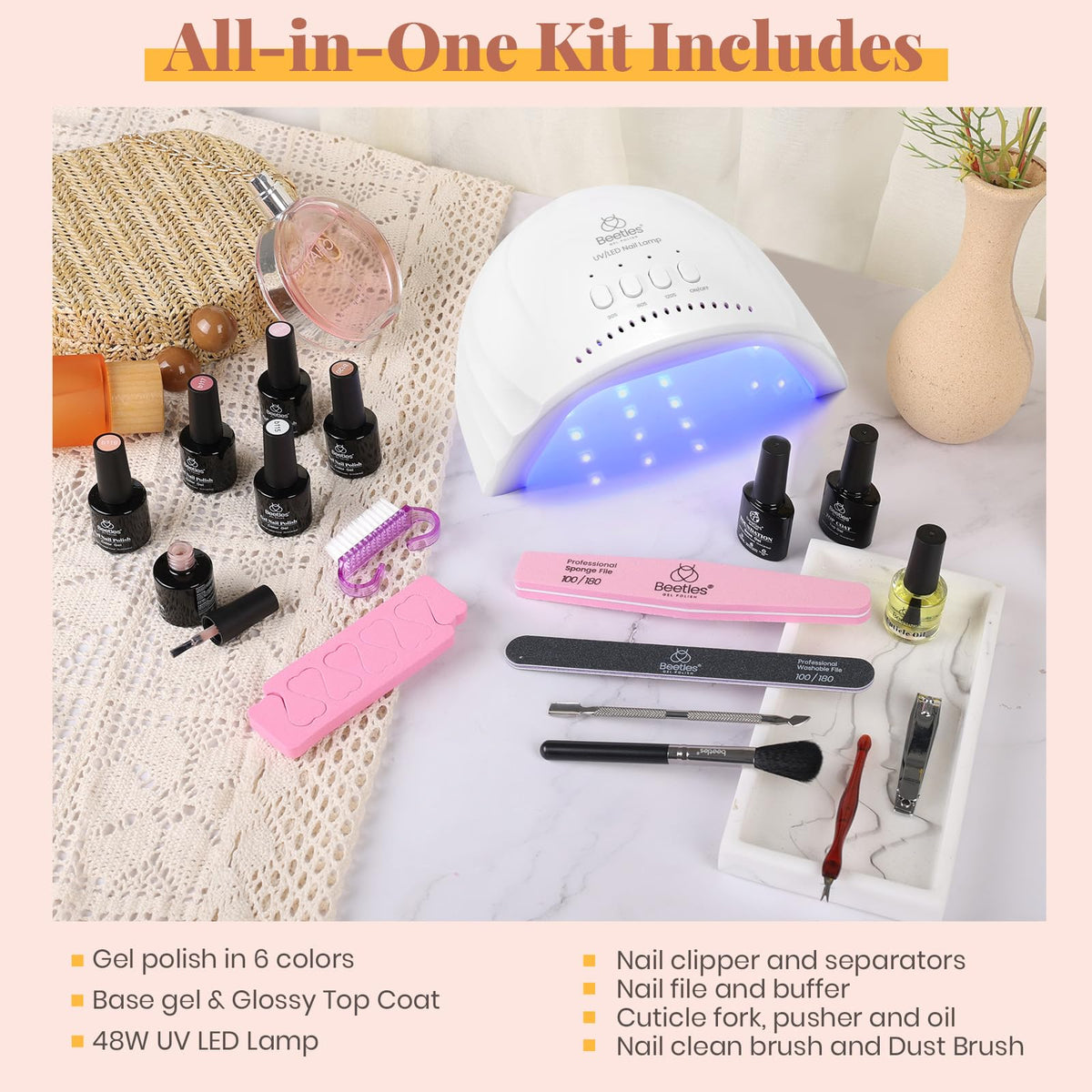 Beetles Gel Nail Polish Kit with UV LED Nail Lamp