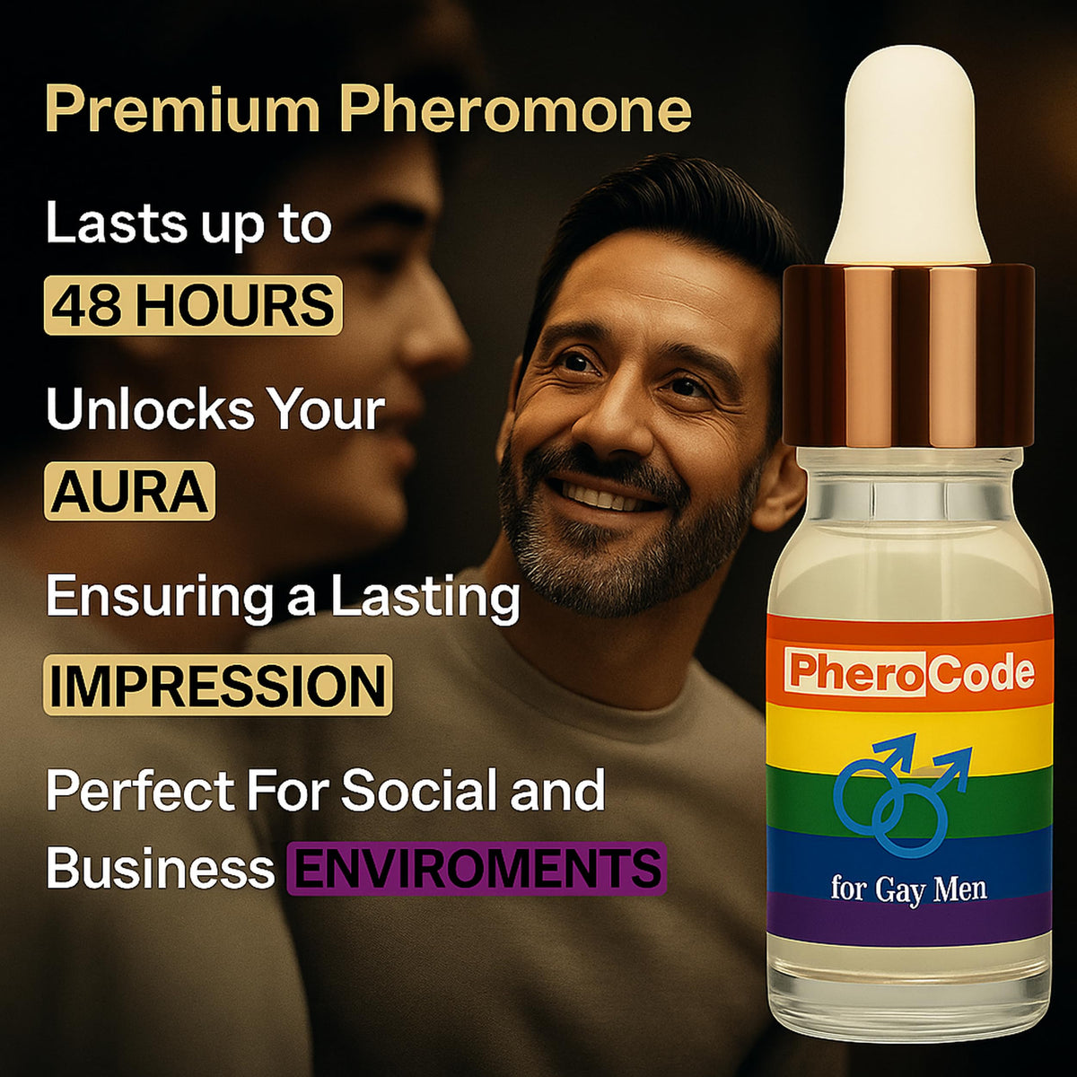 Gay Pheromone Cologne for Men, Alcohol-Free Natural Oil with Orange Blossom