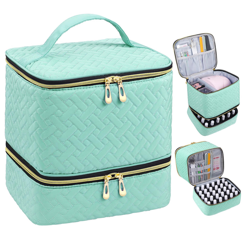 Nail Polish Organizer Double-Layer Storage Bag for Bottles and Nail Lamp