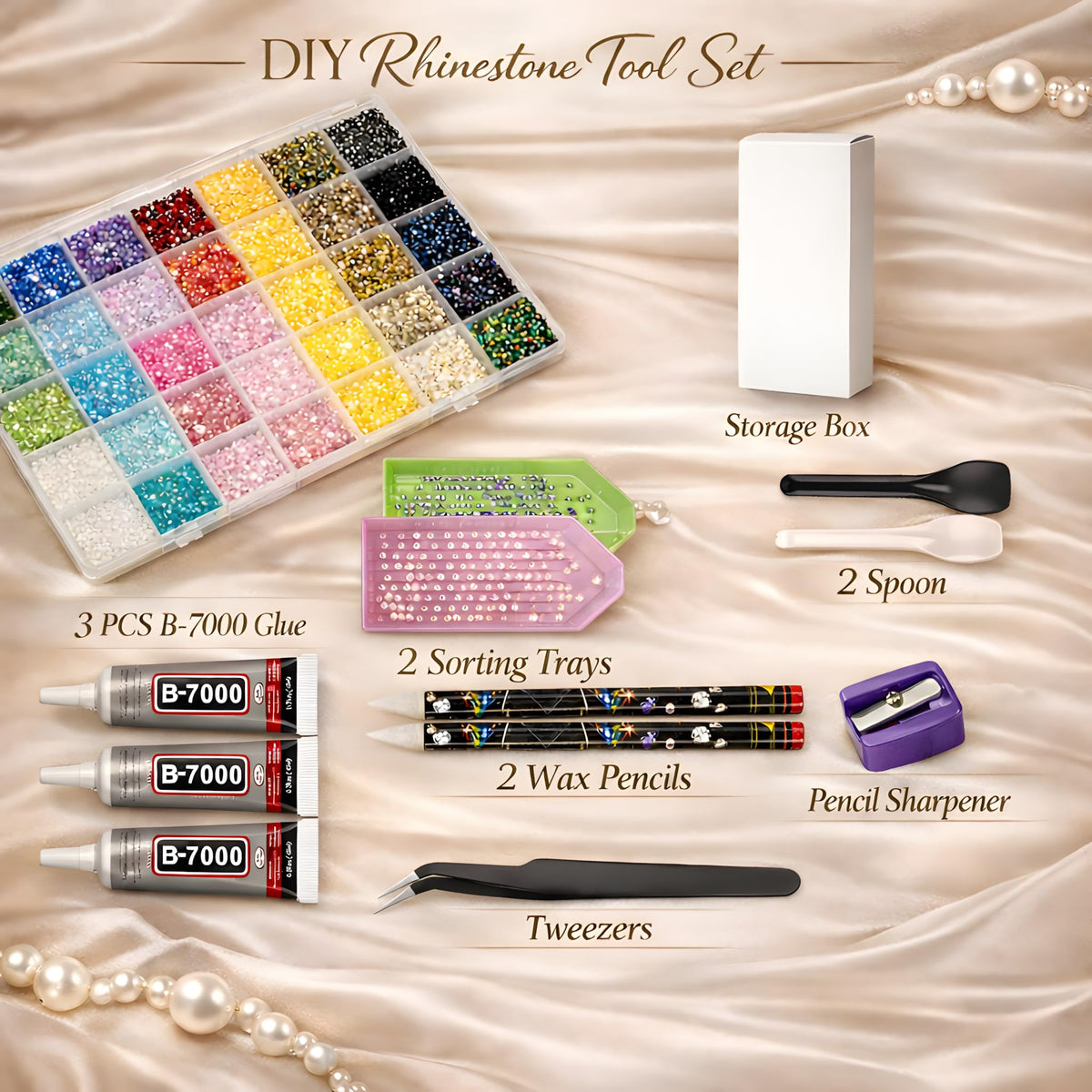 Bedazzling Kit with 40,000 3mm Rhinestones, Glues and Tools