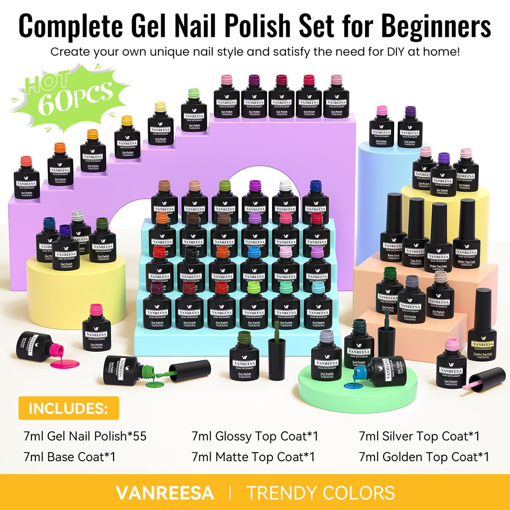 VANREESA Gel Nail Polish Set for Manicure and Nail Art