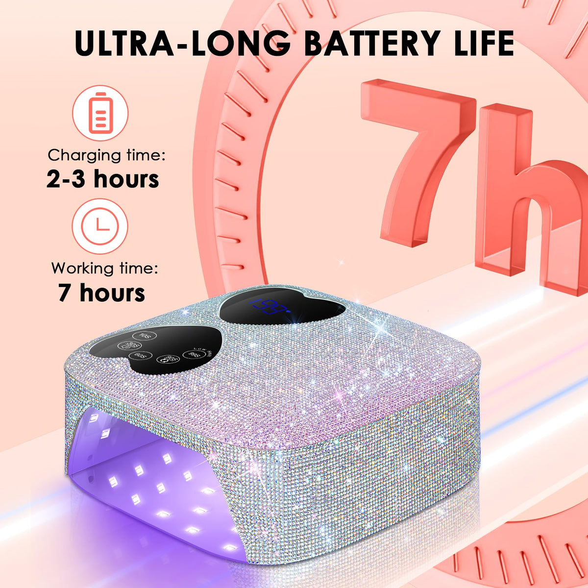 HUITINE 80W Cordless UV LED Nail Lamp for Gel Polish