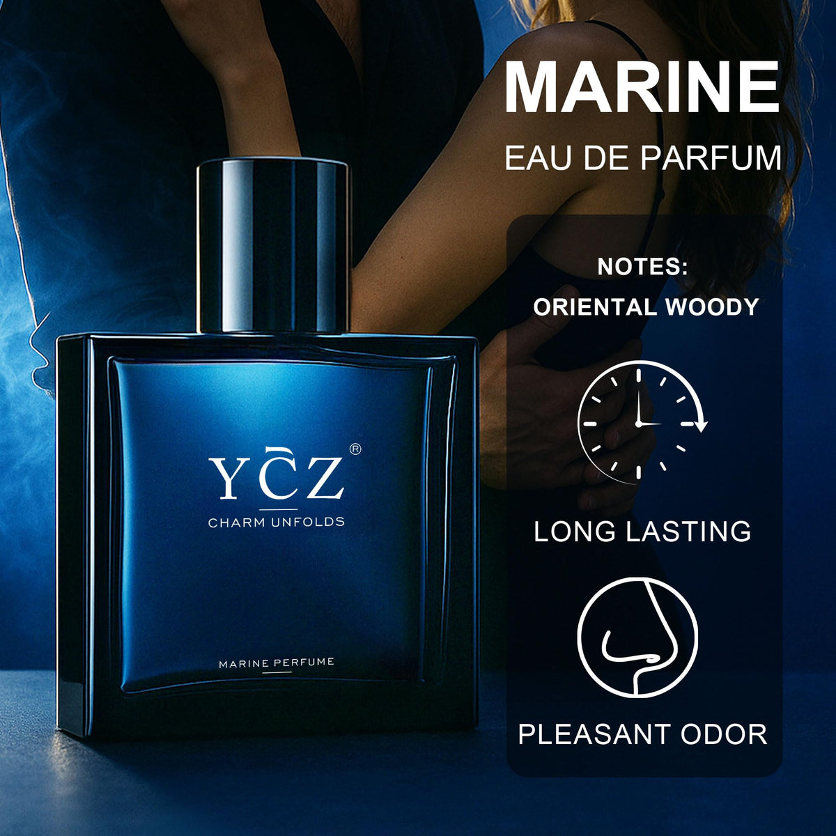 Ycz Midnight Marine Eau de Parfum for Men, 3.4 Fl Oz Fresh Marine Woody Cologne