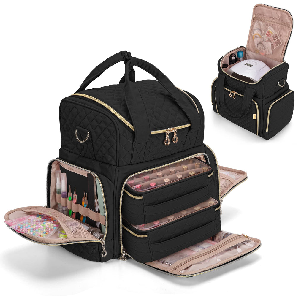 LUXJA Nail Polish Organizer Bag with Removable Cases and Tool Storage