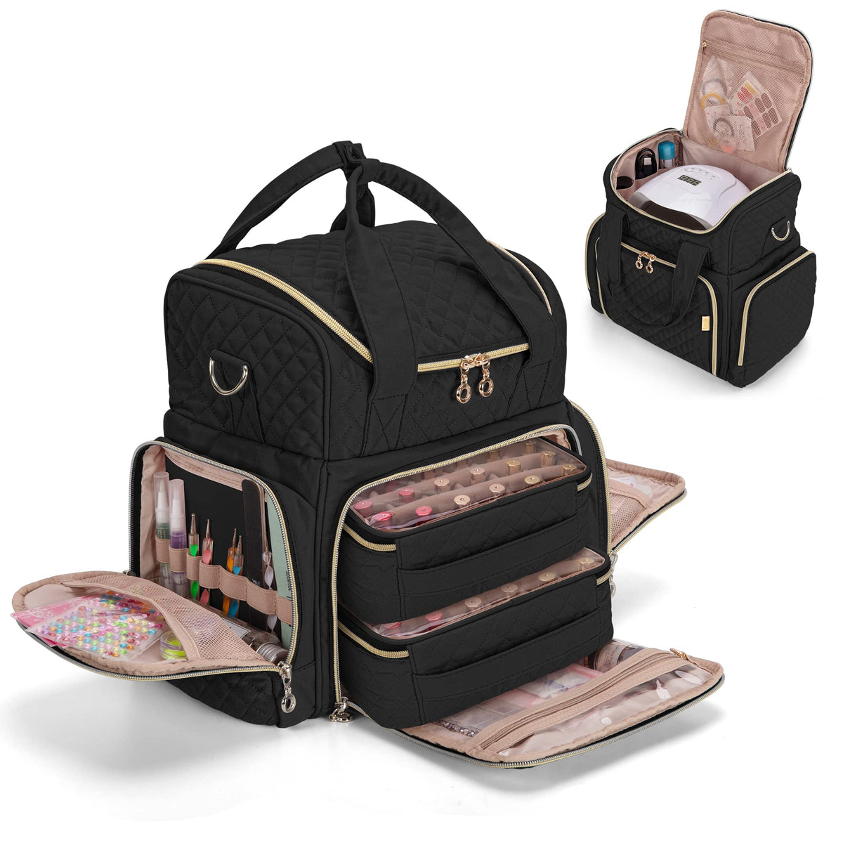 LUXJA Nail Polish Organizer Bag with Removable Cases and Tool Storage