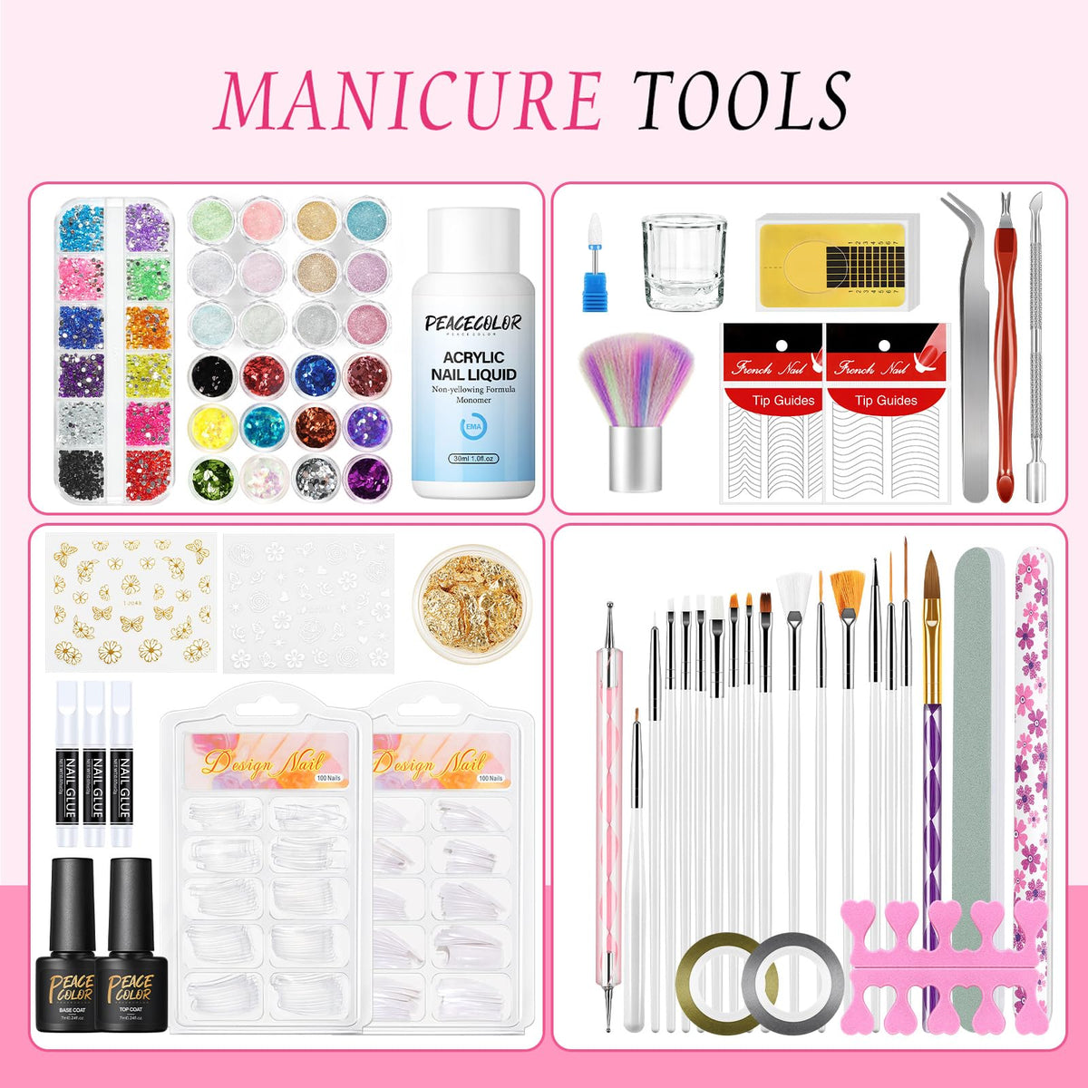 Acrylic Nail Kit with Drill and UV Light