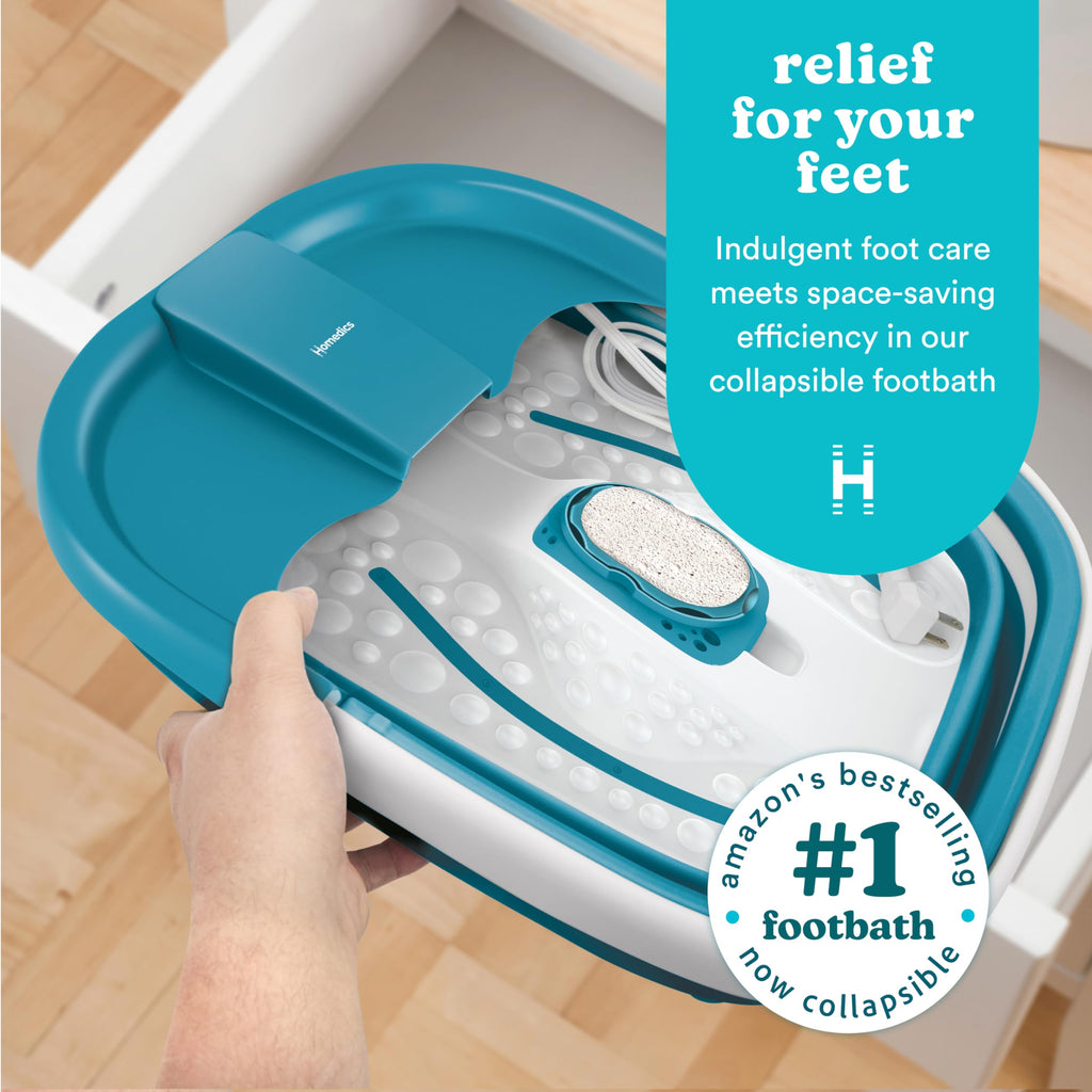 Homedics Smart Space Collapsible Bubble Foot Spa with Heat Maintenance