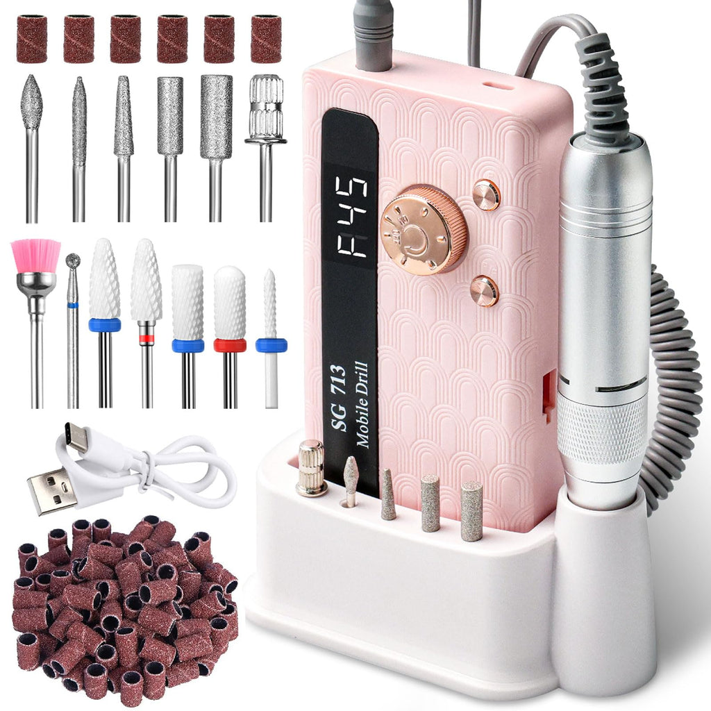 Professional Rechargeable Nail Drill Kit, 45,000 RPM with 13 Bits