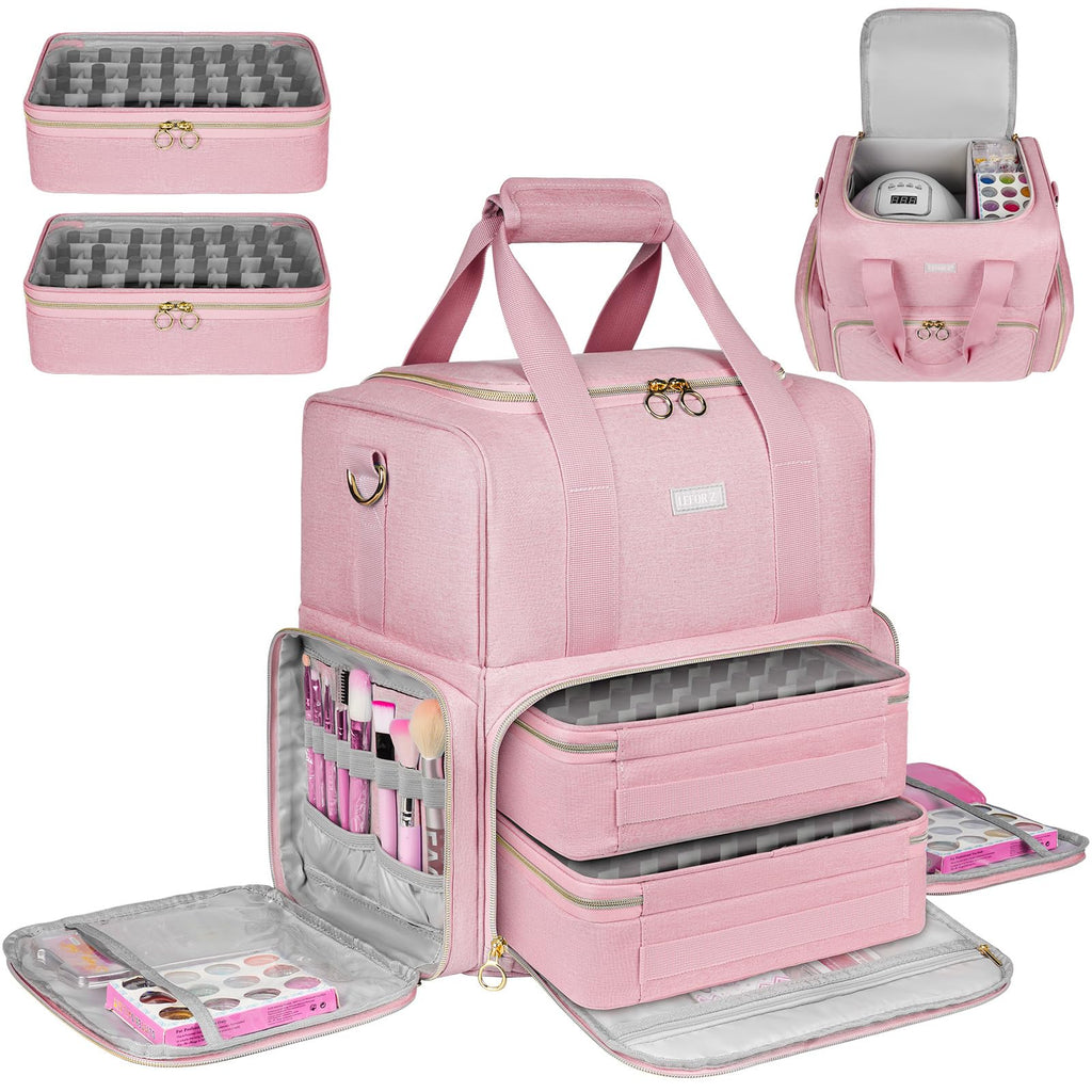 Nail Polish Organizer Bag with Removable Cases and Lamp Storage