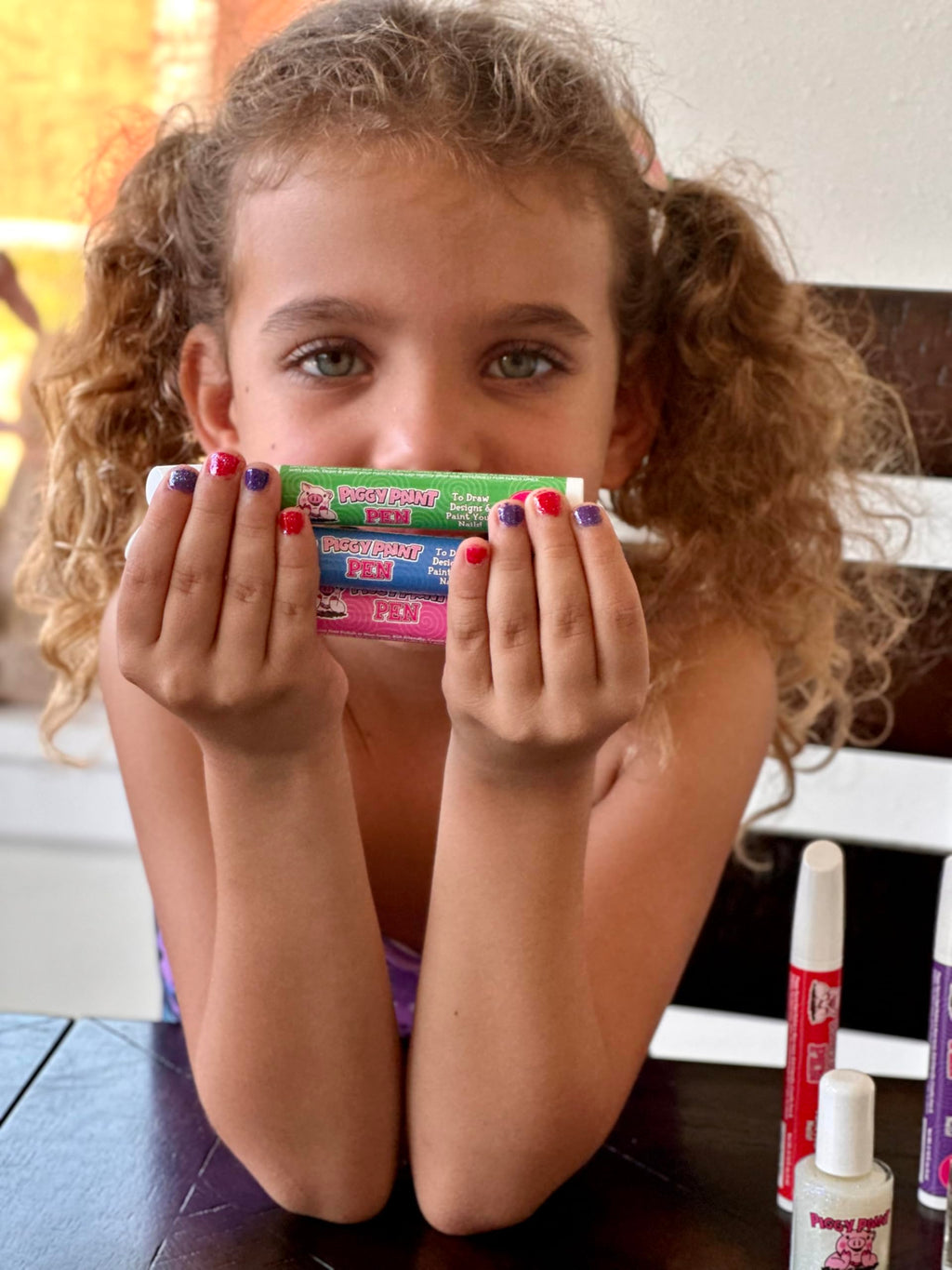 Piggy Paint Nail Polish Pens, 3-Pack Bright Bunch, Non-Toxic Water-Based Kids Nail Art